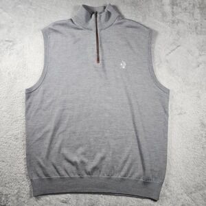 Ralph Lauren Sweater Vest Mens XL Polo Gray Merino Wool Quarter Zip Golf Preppy